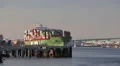 Chinese Container Ship Deaprts Port HD Footage