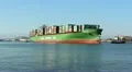 Chinese Container Ship Leaves Port HD Footage