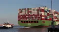 Chinese Container Ship Leaves Port HD Footage