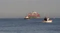 Chinese Container Ship Leaves Port HD Footage