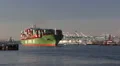 Chinese Container Ship Leaves Port HD Footage