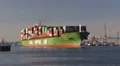 Chinese Container Ship Leaves Port HD Footage