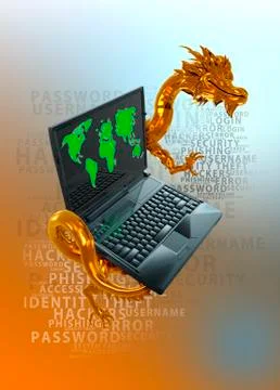 Chinese cyber hacking, Illustration Stock Illustration