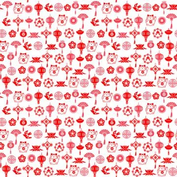 Chinese decorative background and pattern of asian symbols Stock Illustration