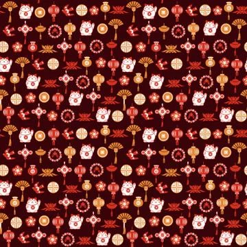 Chinese decorative background and pattern of asian symbols Stock Illustration