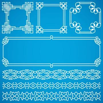 Chinese decorative vector frames and borders with oriental ornament Stock Illustration