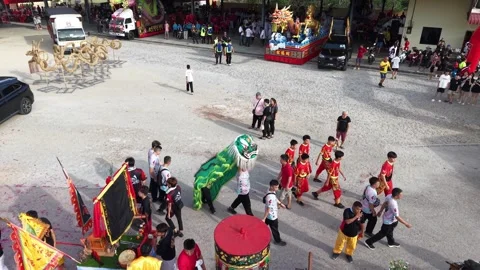 Chinese Deity Procession and Lion Dance Over Bukit Bakri Видео 345436636