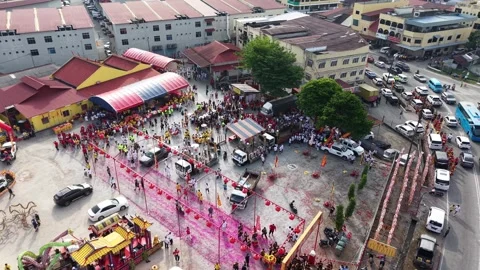 Chinese Deity Procession at Bukit Bakri Temple Malaysia Stockbeeldmateriaal 345436486