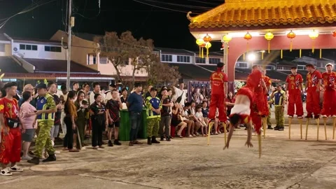 Chinese Deity Procession Celebration at Seng Fatt Temple, Kampar Stock Footage 345442961