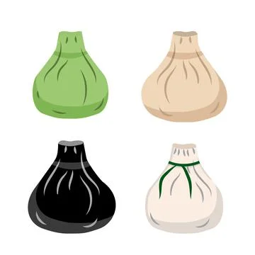 Chinese dim sum colored set. Delicious Asian food Traditional. Dumpling on St Stock Illustration