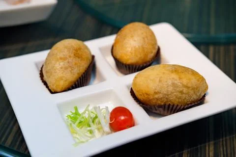 Chinese dim sum - Deep fried pork dumplings (Fried Dumpling with Pork Filling Stock Photos