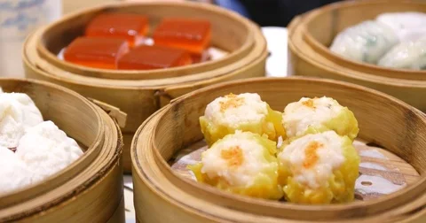 Chinese dim sum in restaurant Stock Footage 83288346