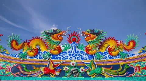 Chinese dragon with blue sky Video stock 50573166