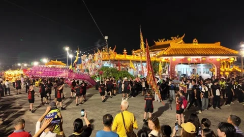 Chinese Dragon Dance Celebration at Seng Fatt Temple in Kampar Stock Footage 345443883