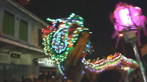 Chinese dragon dancing parade Stock Footage 60190862