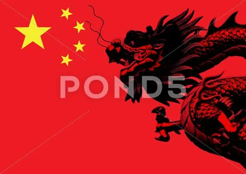 Chinese dragon flag Stock Illustration