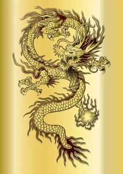 Chinese dragon on a gold background Stock Illustration