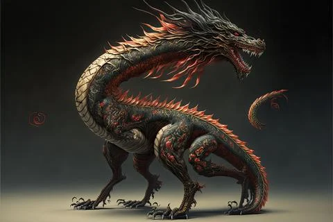 Chinese dragon, Made by AI,Artificial intelligence Stock Illustration