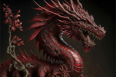 Chinese dragon, Made by AI,Artificial intelligence Stock Illustration