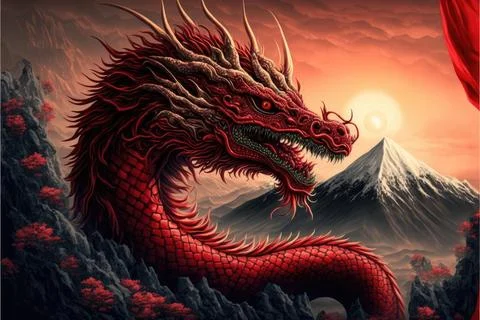 Chinese dragon, Made by AI,Artificial intelligence Stock Illustration