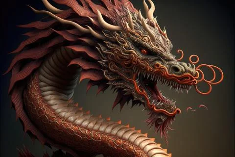 Chinese dragon, Made by AI,Artificial intelligence Stock Illustration