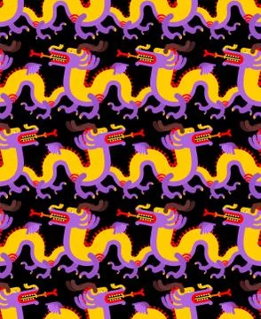 Chinese dragon pattern seamless. China mythical monster background . National Stock Illustration