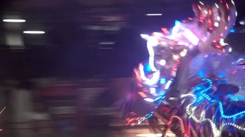 Chinese dragon performing at night. Stock Footage 341864481