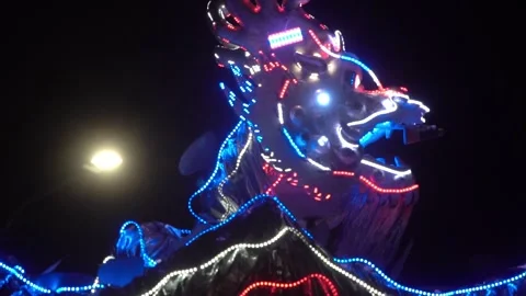 Chinese dragon performing at night. Stock Footage 341870894