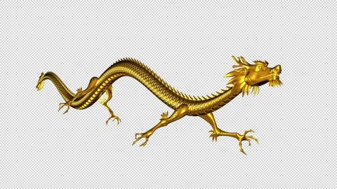 Chinese Dragon Side Angle in a Loop with transparent (alpha) background Stock Footage 249599390