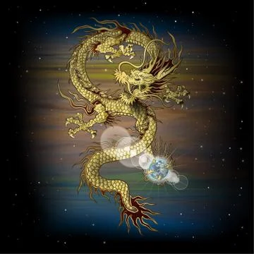 Chinese dragon in space イラスト素材