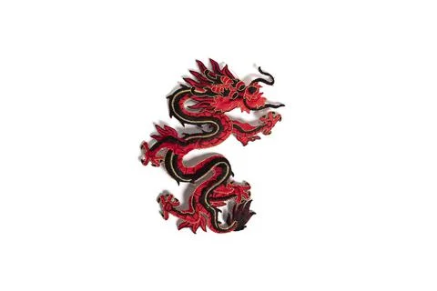 Chinese dragon textile patch for clothes customization, isolated on white. Stock Photos