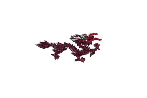 Chinese dragon textile patch for clothes customization, isolated on white. Stock Photos