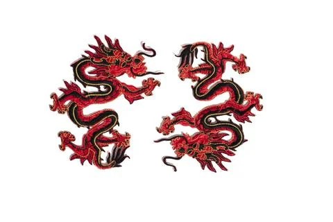 Chinese dragon textile patch for clothes customization, isolated on white. Stock Photos