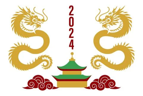Chinese dragon vertical poster set. Stock Illustration