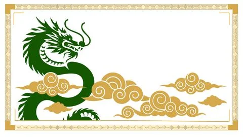 Chinese dragon vertical poster set. Stock Illustration