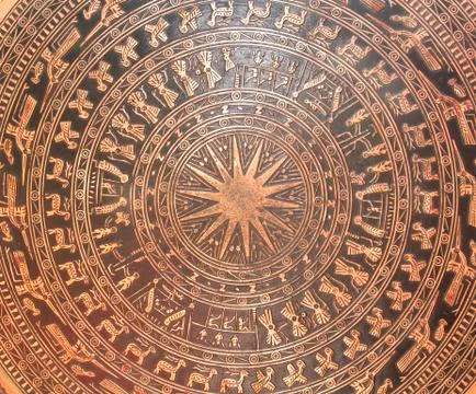 Chinese drum pattern - played during the sacred ceremony Stock Photos