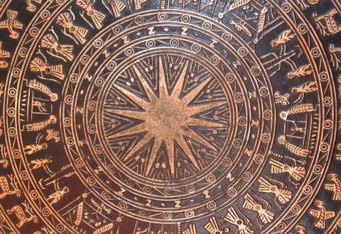 Chinese drum pattern - played during the sacred ceremony Stock Photos