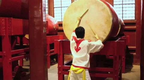 Chinese drum performance, Beijing Drum Tower Stock Footage 53236294