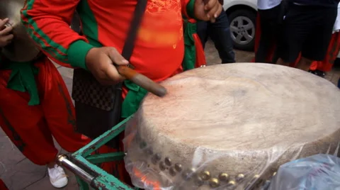 Chinese drum performing Stock Footage 60224976