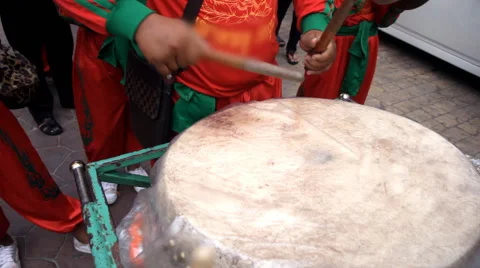 Chinese drum performing Stock Footage 60225070