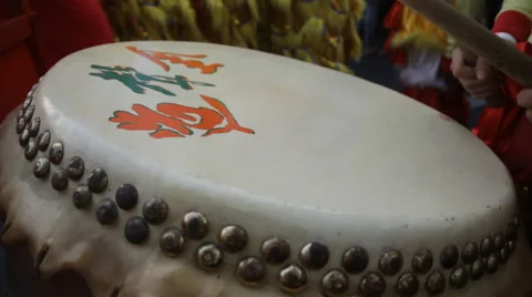 Chinese drum performing Stock Footage 60710903