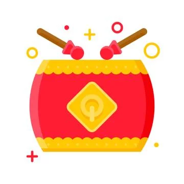 Chinese drum vector, Chinese New year flat icon Illustrazione stock