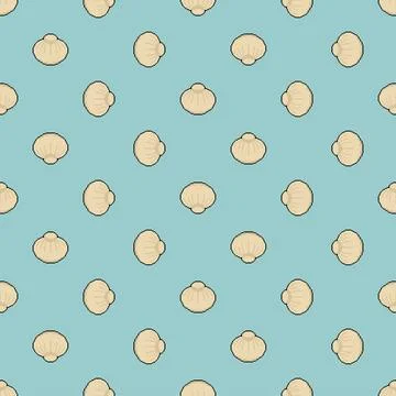Chinese dumplings pixel art pattern seamless. 8 bit Food pixelated background Illustrazione stock