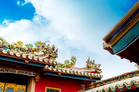 Chinese eaves under the sky Stock Photos
