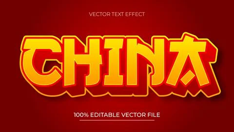 Chinese Editable Text Effect 3D Style with red color Stock Illustration