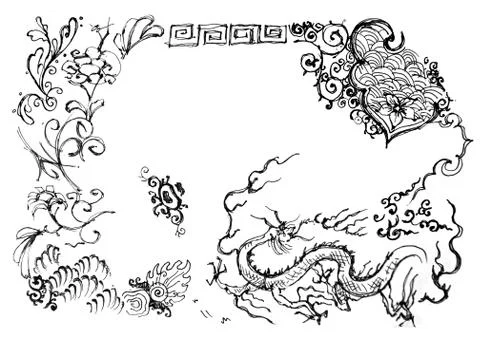 Chinese elements drawing Stockillustratie