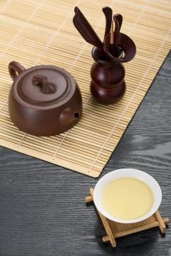 Chinese elements Green tea Tea ceremony tool Vertical frame Asia Still life 写真素材