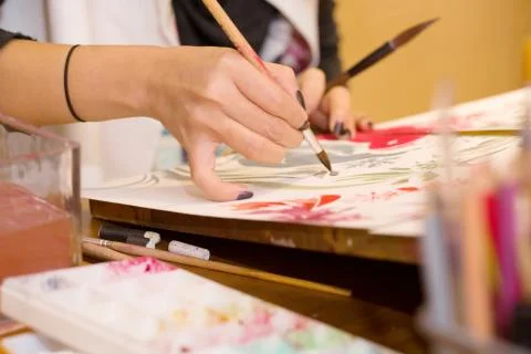 Chinese elements Oriental figures Young woman Painting Watercolor painting Stock Photos