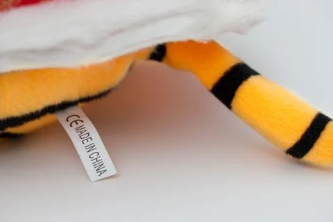 Chinese elements Quality Exit one Logo Transverse composition Toys Label Stock Photos