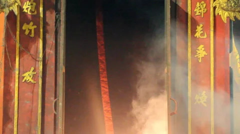 Chinese firecracker exploding Stock Footage 68948328